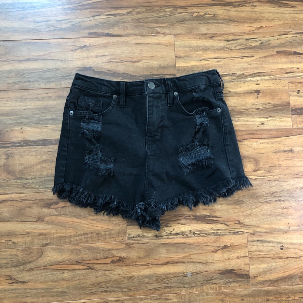 Black High-Waisted Shorts - Picture 1 of 2